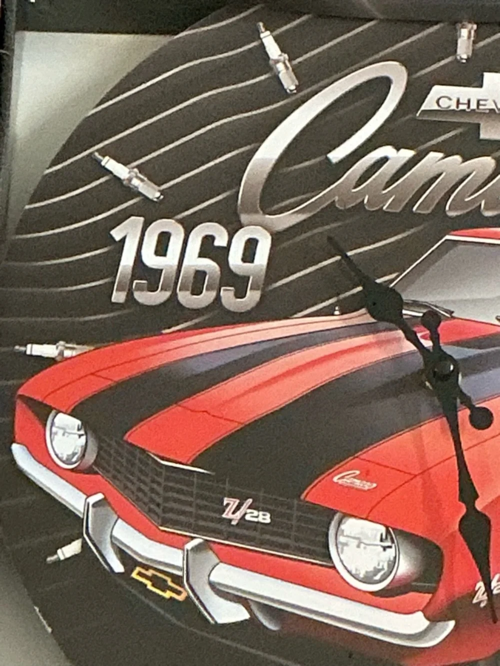 New in box & plastic Camaro 1969 Red Wood Wall Clock